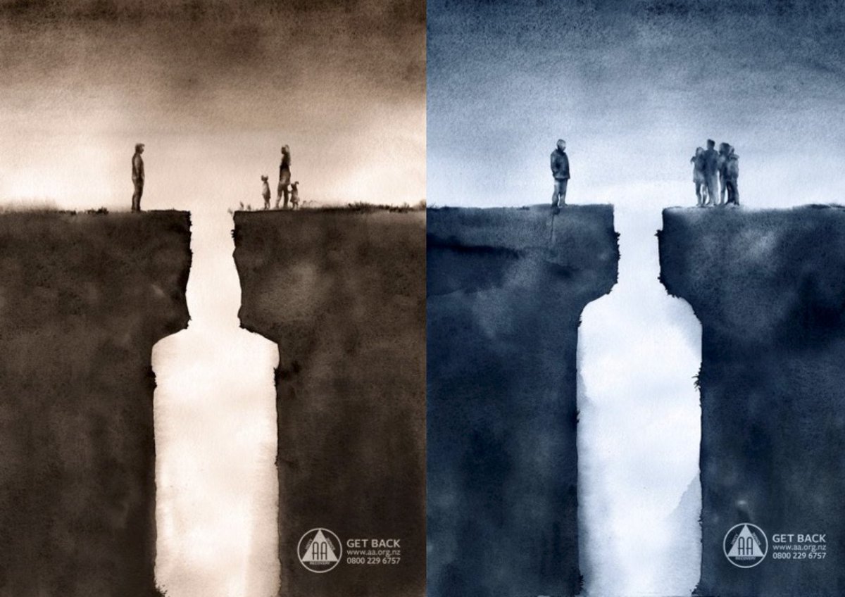 StudioAlexander's tweet image. The latest #AlcoholicsAnonymous advertising campaign offers a strong rhetoric without words goo.gl/E3tqlv