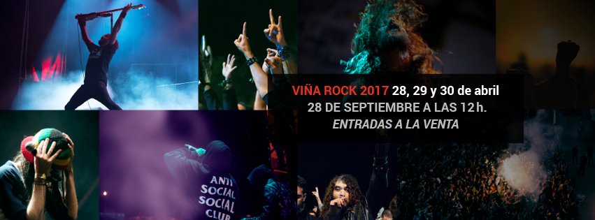 VinaRockOficial's tweet photo. ¡Nos vemos en #ViñaRock 2017 los días 28, 29 y 30 de abril! ¡Y el 28 de septiembre a las 12h entradas a la venta! https://t.co/Cz75GZm5Do
