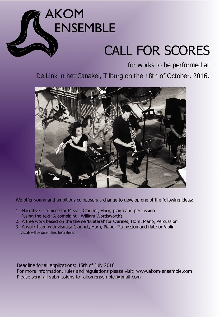 Calling all young and ambitious composers! #callforscores tinyurl.com/zmhznu3