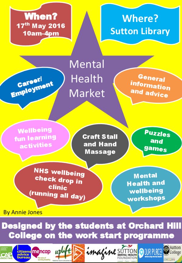 SuttonCouncil's tweet photo. Mental Health Market, Europa Gallery #Sutton library today 10am-4pm #MentalHealthAwarenessWeek 2016 @OHC_College https://t.co/Iylv7yRlbX