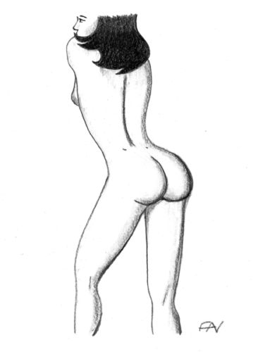 Nu féminin mine de plomb dessin original "rebondies" signé FAV - 180g/m2 A5 ebay.fr/itm/3221107305…