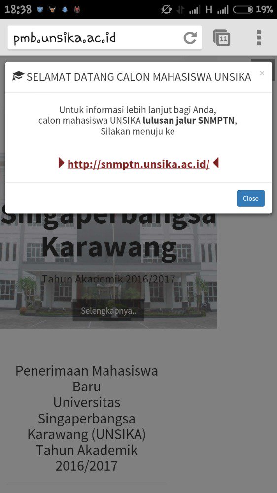 U/ informasi lebih lanjut, 
calon mahasiswa UNSIKA lulusan jalur SNMPTN, 
Silakan menuju ke snmptn.unsika.ac.id