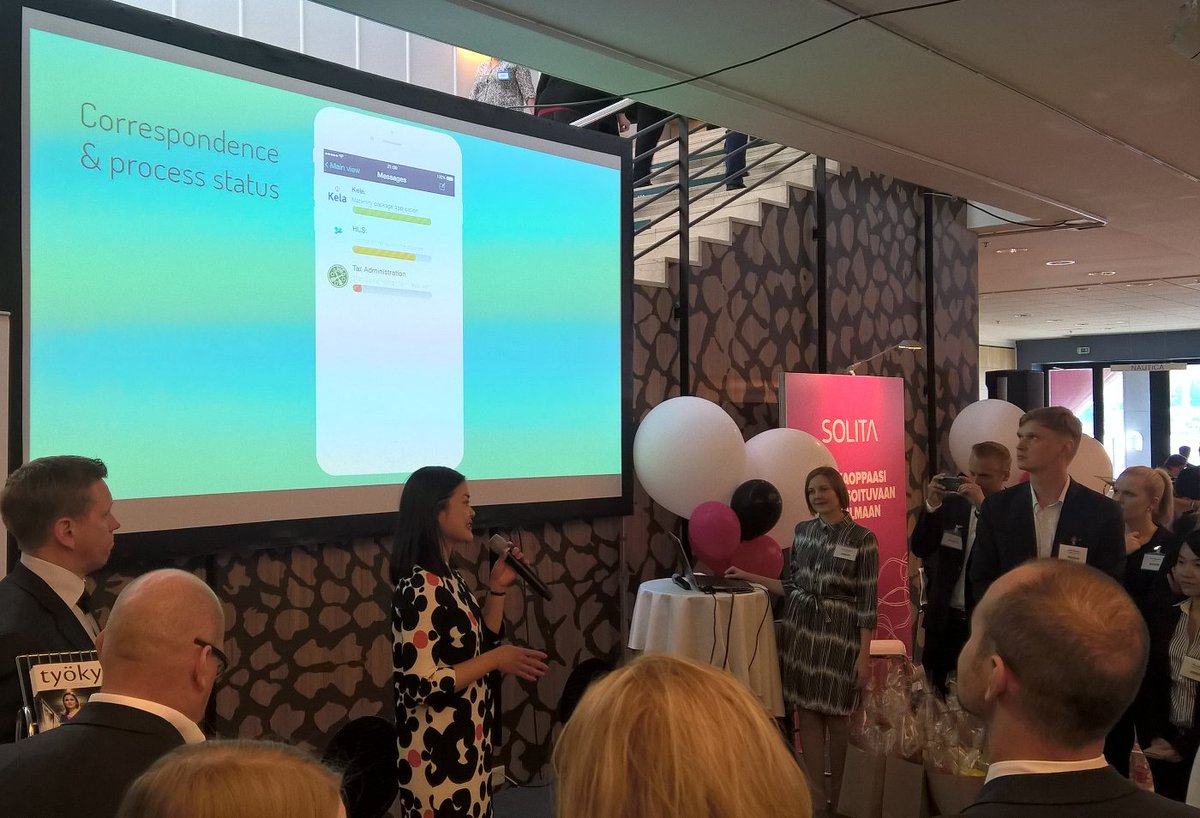 johannabragge's tweet photo. Winning pitch of #pshack16 @ #valtioexpo by team MyServices / Public Register Center https://t.co/Ri6Druzais