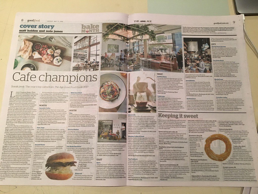 Very pleased to be featured in today's "Cafe Champions" article in <a href="/EpicureATtheage/">Epicure@theage</a> #melbournefoodie