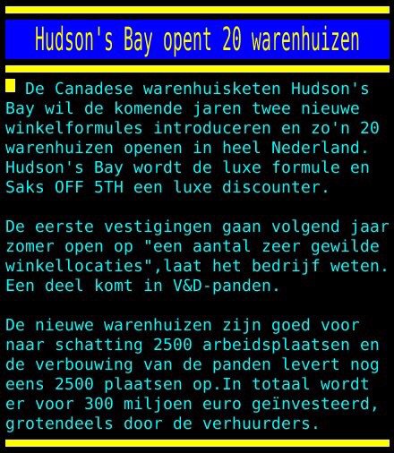 jos1brand's tweet photo. Hopelijk #Dordrecht RT @Teletekst: Hudson's Bay opent 20 warenhuizen https://t.co/mfYtACOwZN https://t.co/pYnok3yUXl