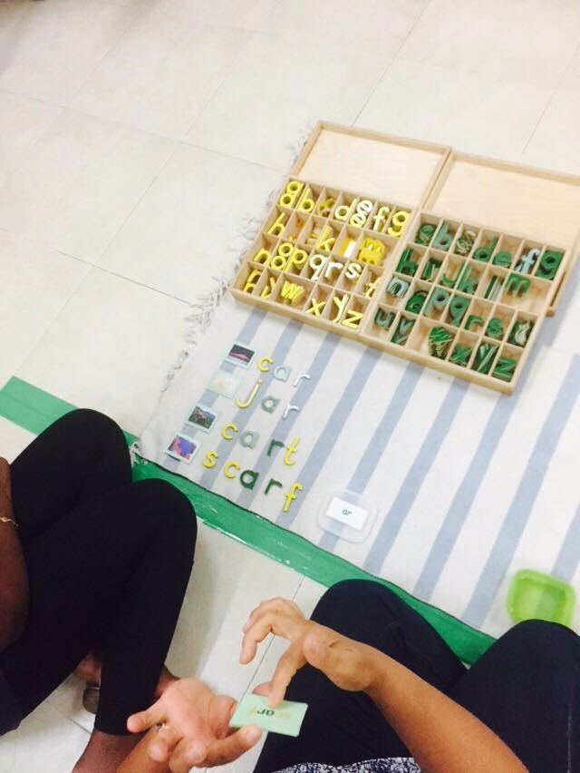 Montessori suggested using a pre-made alphabet so the child is not limited to only writing with a pencil.