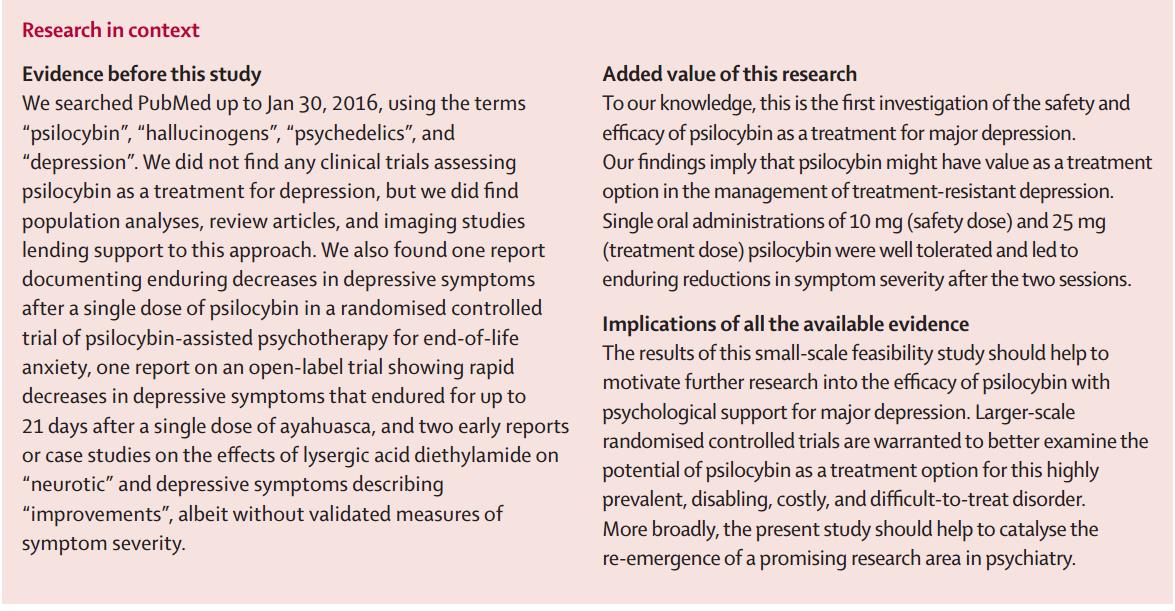 TheLancet's tweet photo. Psilocybin for depression - open-label feasibility study out today in @TheLancetPsych https://t.co/zROmme7oKb https://t.co/emNs5Y7Wnx