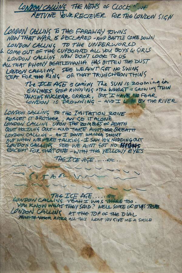 London Calling, del puño y letra de Joe Strummer.