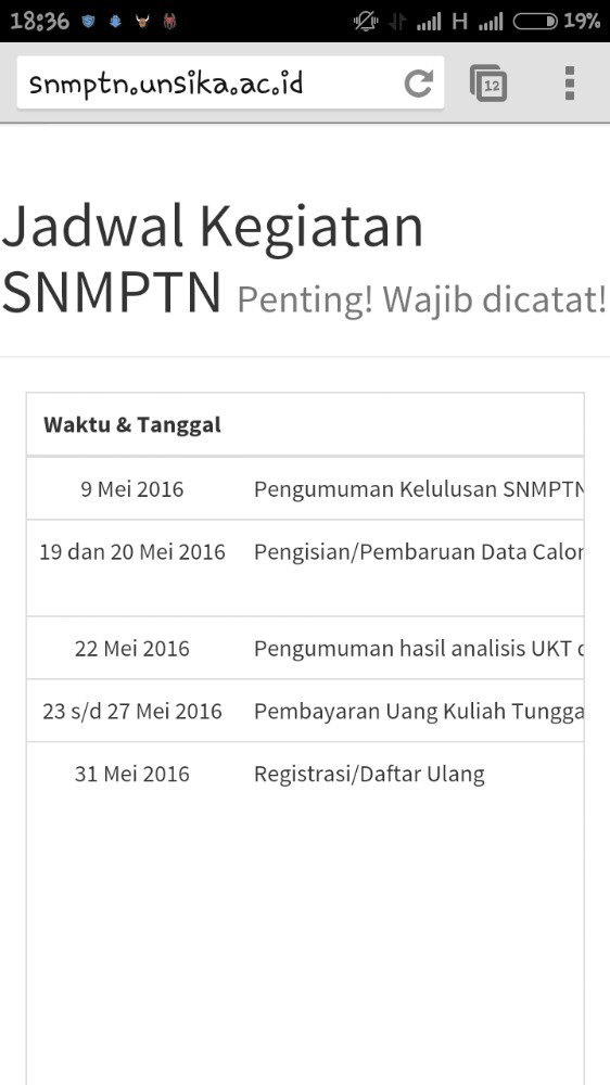 U/ informasi lebih lanjut, calon mahasiswa UNSIKA lulusan jalur SNMPTN, Silakan menuju ke snmptn.unsika.ac.id 😊