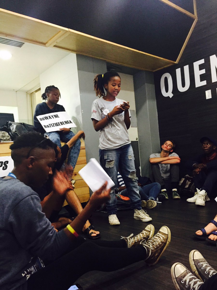 UCT_PMF's tweet photo. A member of LSF is reading a statement regarding the reason for the occupation #EndWorkerExploitation https://t.co/aGRvxZZQmK