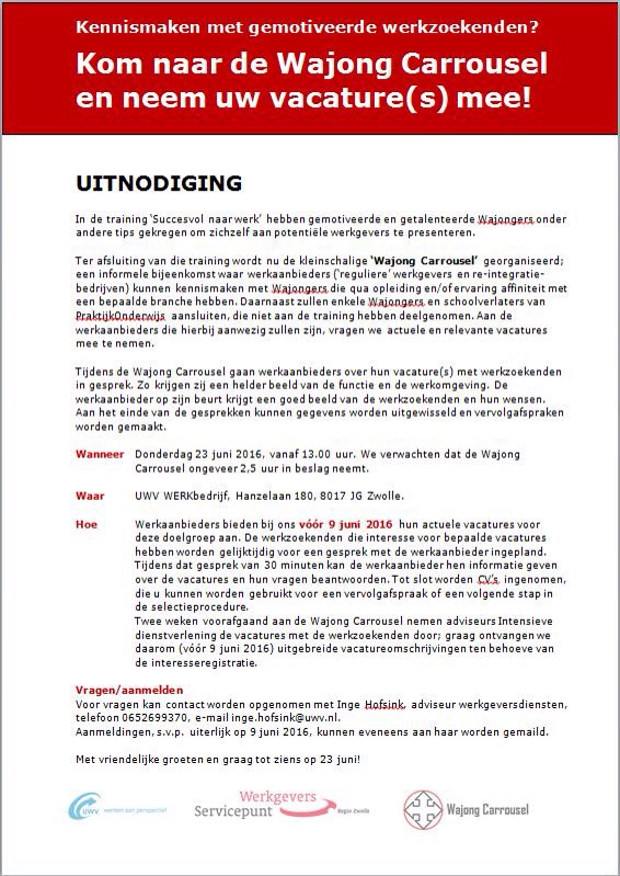 Inge_Sloot's tweet photo. Werkgevers opgelet, 23 juni organiseren we weer een Wajong Carrousel. Mooie kans om een goede kandidaat te vinden 😊 https://t.co/YXP0gh1Dua
