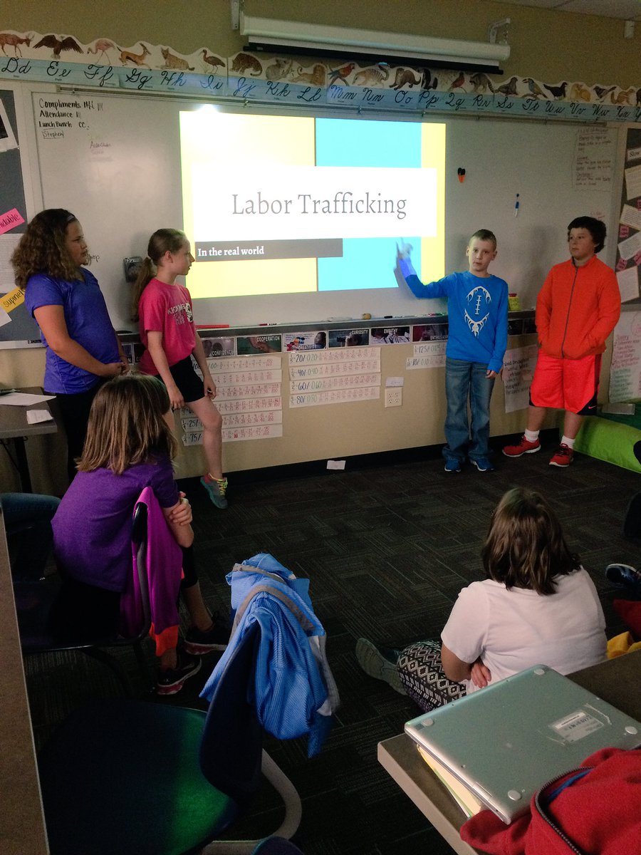 Students practicing for their presentation on labor trafficking yesterday #cvpyp #exhibition #cbcsd #prestonsclass