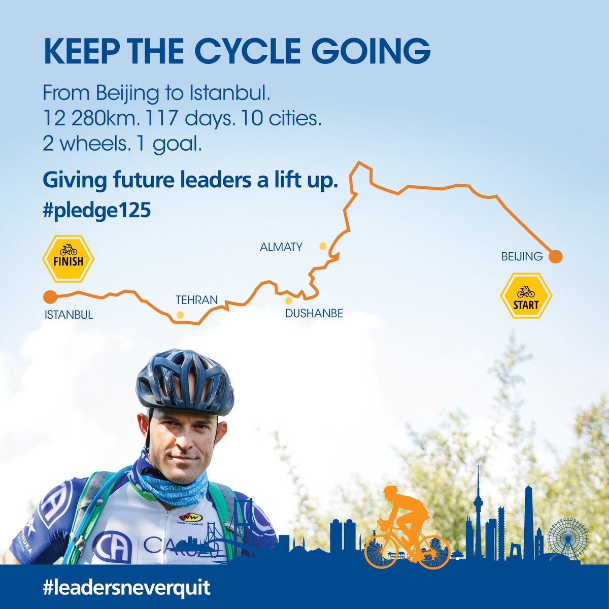TraineesSAICA's tweet photo. Reminder to send a message of support to @IvanZimmermann1, who is cycling from #Beijing2Istanbul. #LeadersNeverQuit https://t.co/igo269qwqo