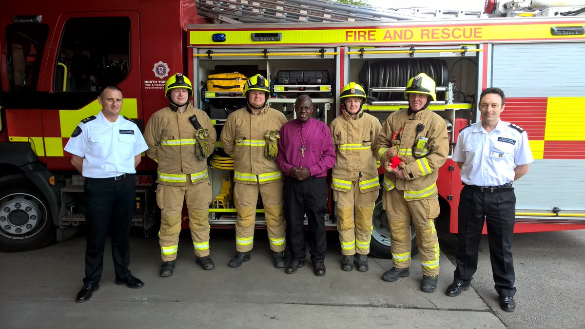 As part of his #Pilgrimage <a href="/JohnSentamu/">John Sentamu</a> Archbishop of York has paid #Acomb Fire Station a visit today