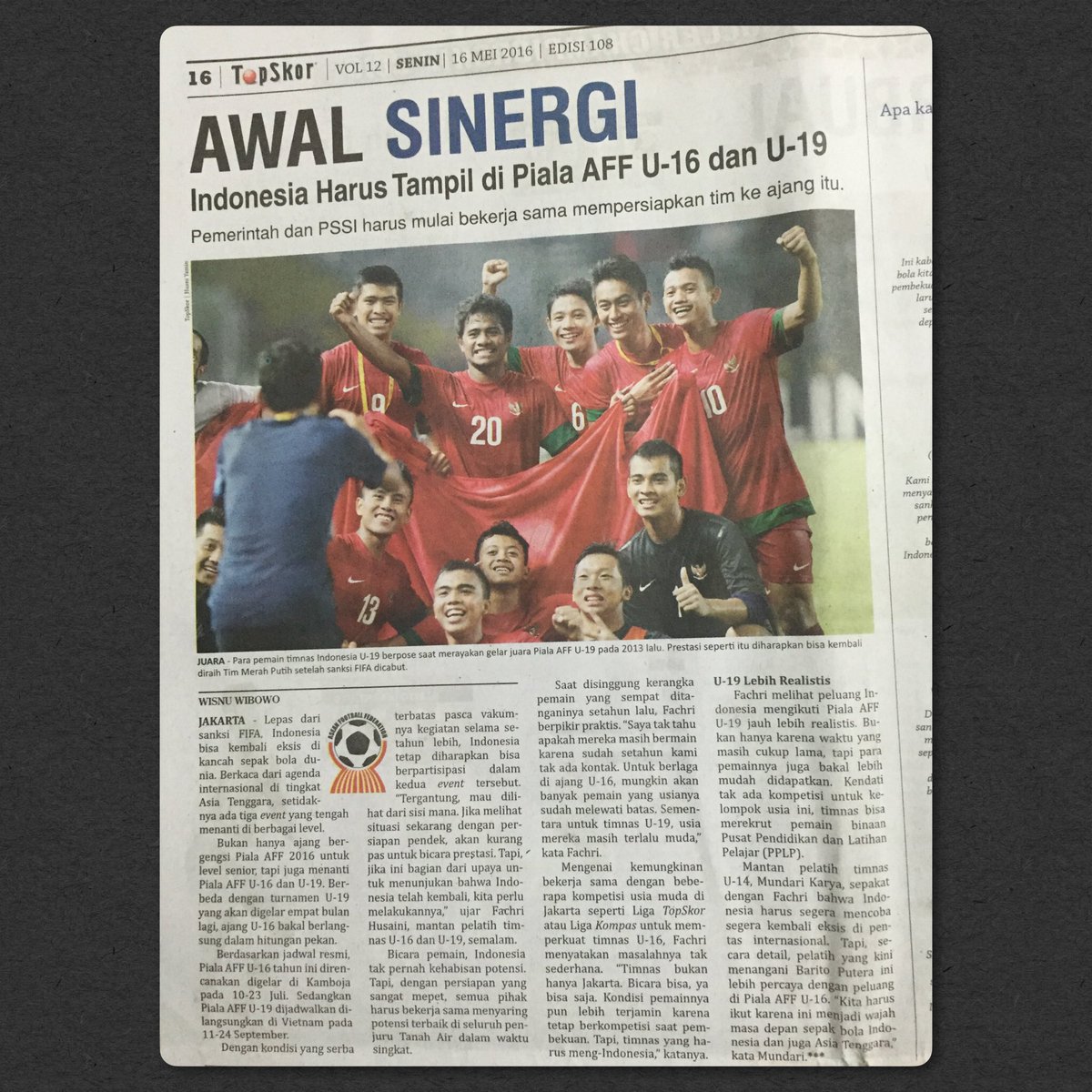 AWAL SINERGI
INDONESIA HARUS TAMPIL DI PIALA AFF U-16 dan U-19