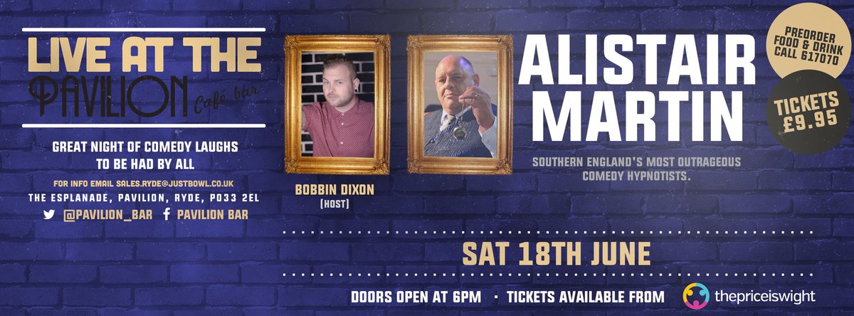 pavilion_bar's tweet photo. Alistair Martin 'The Mind Enforcer' an act not to be missed. One of the countries best comedy hypnotist #ComedyIsle https://t.co/Ov7Pg3KyLd