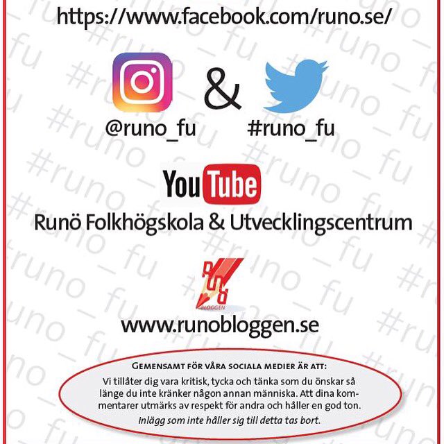 runoutbildning's tweet photo. Runö på sociala medier. Följ oss, gilla oss, skriv till oss. #runo_fu https://t.co/sIOb5Jd1R2