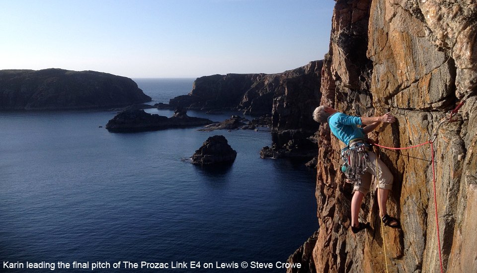 climbonlinecouk's tweet image. Karin Magog climbing the stunning Prozac Link E4 Lewis #climbonline @SMCGuidebooks
