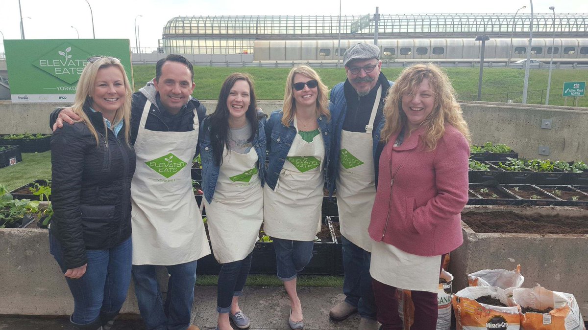ChefCapra's tweet photo. What a team! Garden Planted! #elevatedeatsyorkdale #BTtoronto #chefcapra @FrankFerragine @tweety___99 #summersalad https://t.co/9OH3MCapvl