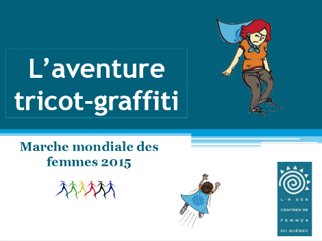TablefemmesMtl's tweet photo. Un PowerPoint sur l'aventure des tricots-graffitis des centres de femmes lors de la #MMF2015
https://t.co/5J9ta6juOT https://t.co/j7yLcLzcTL