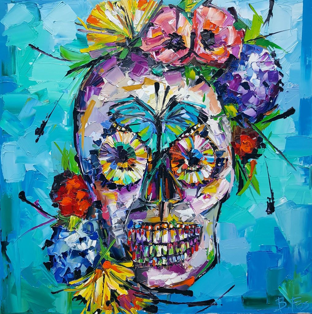 Everyone needs a little "Sugar" (oil on 36x36 inch canvas) in their lives!! 😁 #sugar #skullpainting #bfos