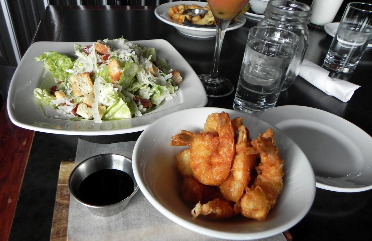 Tempura prawns and a Caesar. #91restaurant91 #bcrfa #buylocal #visitpeachland