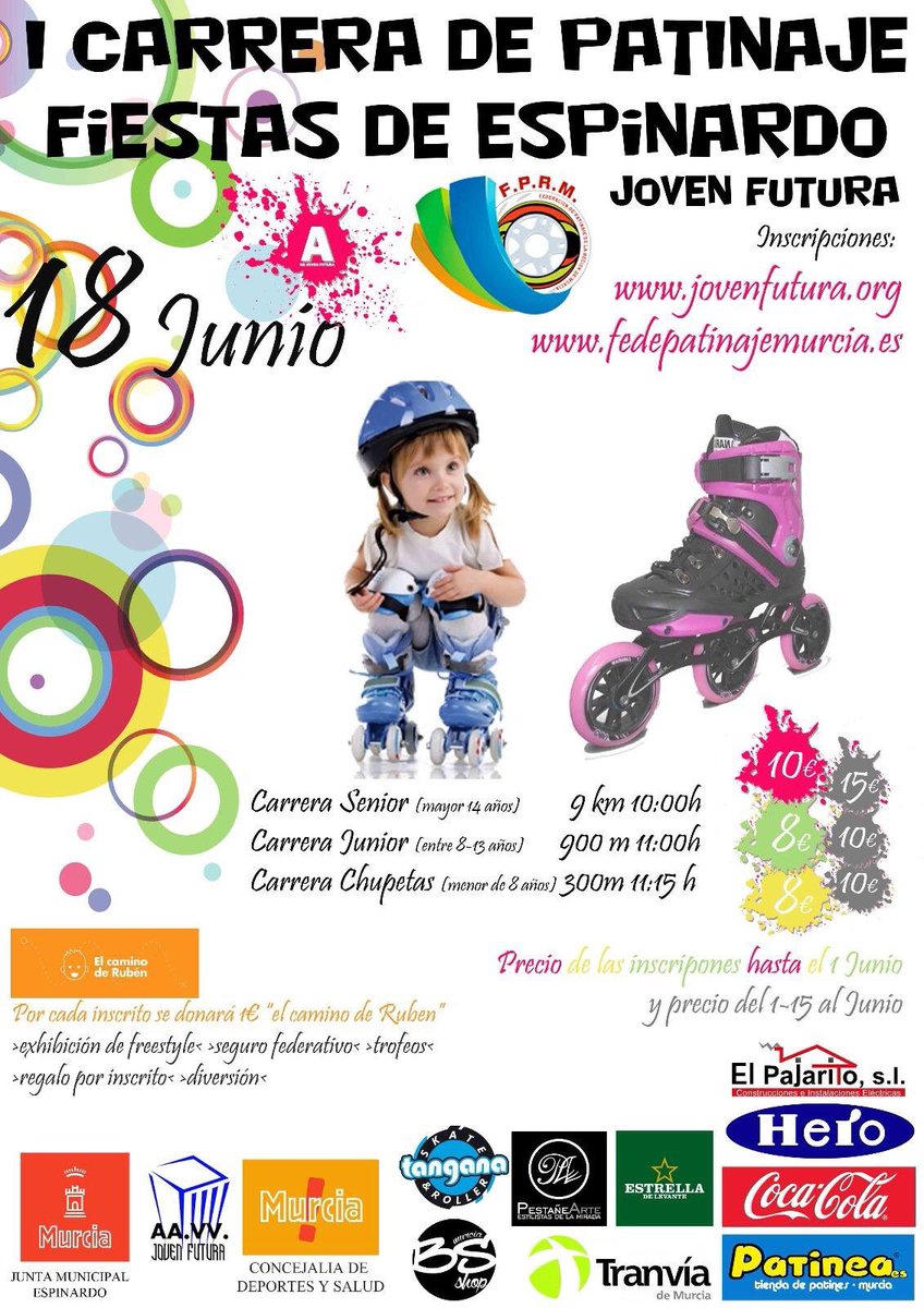 Gracias al apoyo <a href="/JMEspinardo/">Junta Mpal.Espinardo</a> I Carrera de patinaje fiestas de Espinardo. Joven Futura. Inscríbete !