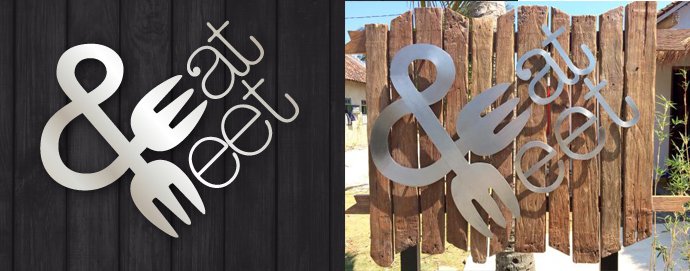 Eat&amp;Meet logo created in Belgium, 2012… used as a restaurant signboard in Java. bit.ly/1OxLVkx  #plagiarism