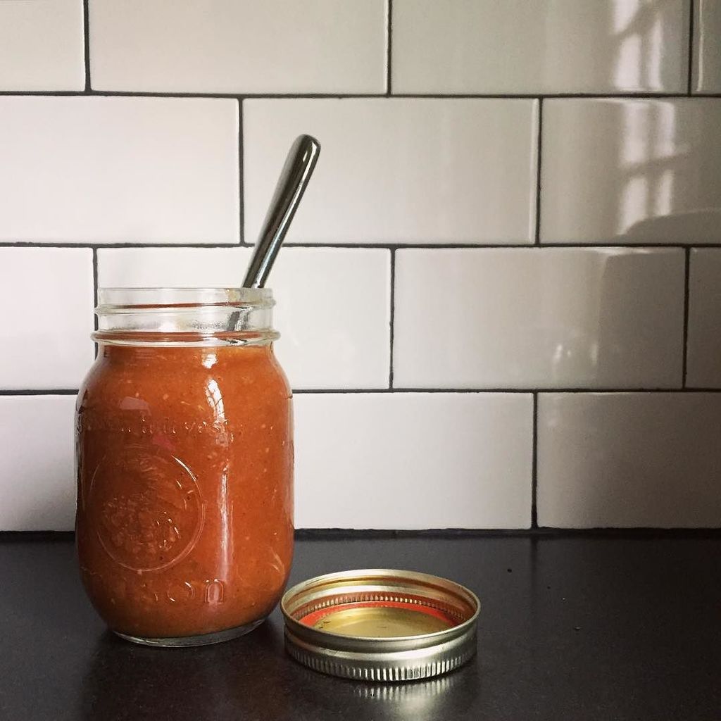 took the rhubarb from yesterday's <a href="/quinciple/">Quinciple</a> box and made a jar of rhubarb #ketchup from @… ift.tt/1Xx6ept