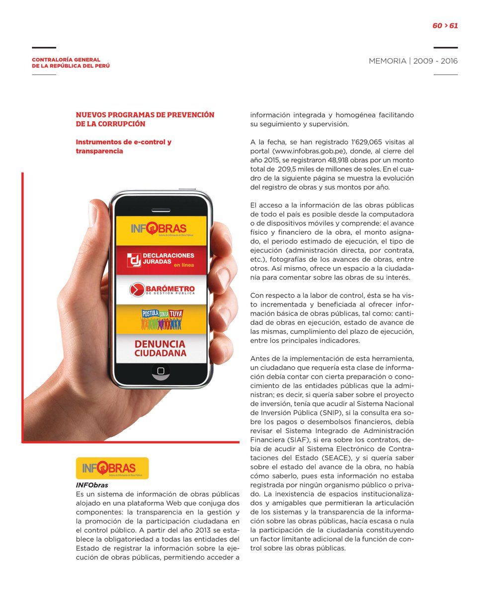 ContraloriaPeru's tweet photo. #MemoriaCGR #INFOBRAS fue uno de los nuevos programas de prevención de la corrupción https://t.co/PWou0DSTGD https://t.co/2z1xz89Py9