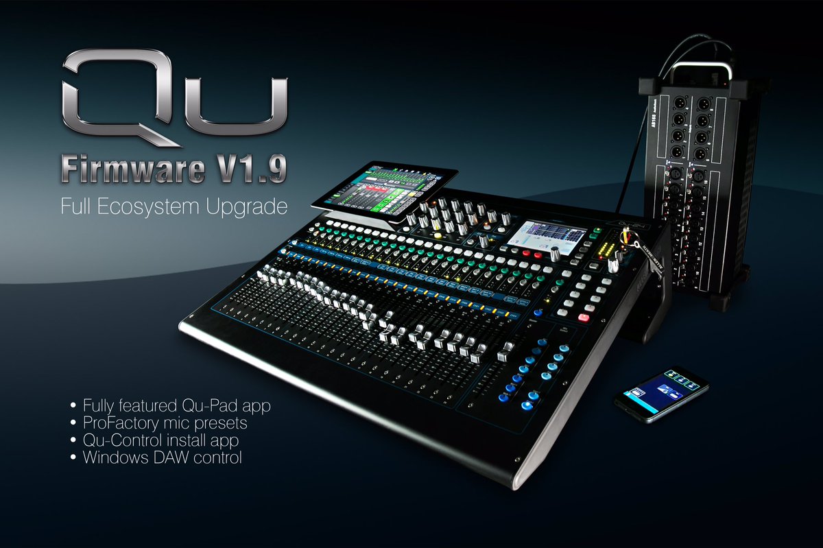 allen_heath's tweet photo. FIRMWARE RELEASE: Qu V1.9 - Full Ecosystem upgrade - Find out more: https://t.co/SUY3Sog9t1 #allenheath #QuSeries https://t.co/ZRsz0OCxQM
