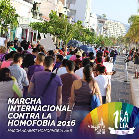 VallartaPride's tweet photo. "#SinHomofobia hoy Marcha Contra la Homofobia en #PuertoVallarta, partiendo del Sheraton Buganvilias a las 6pm!" https://t.co/CRmcgpDj2l