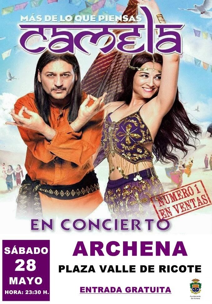 Patriciaflopez's tweet photo. #Camela en #Archena para nuestras fiestas del #Corpus16 
Un placer teneros aquí @WomanCamela @DioniMartin 
#Murcia https://t.co/0hXyksjJTR