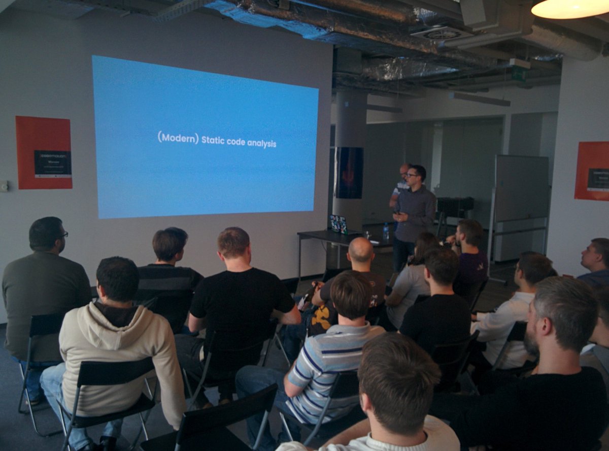 CodemoWarsaw's tweet photo. 1st session is on - @pjagielski &amp; Tomasz Kalkosiński from @TouK_pl talk about @SputnikCI https://t.co/1EjyUj3hoq