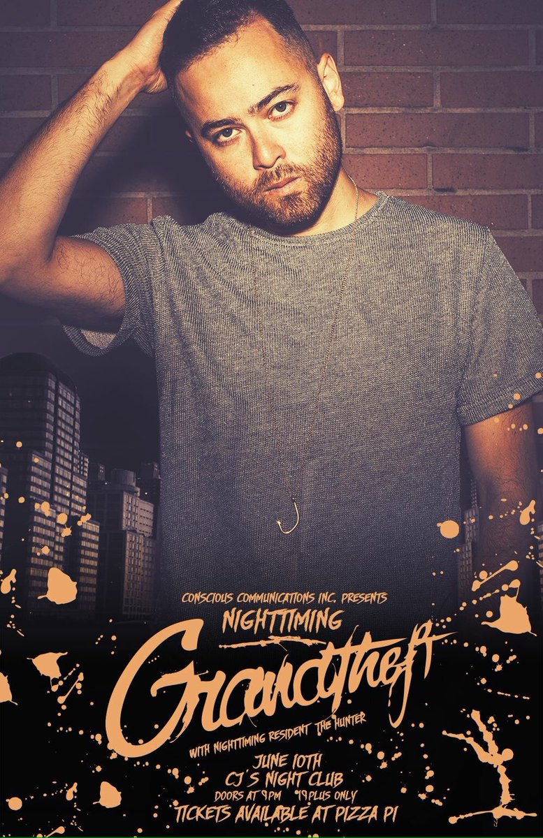 _conscious_inc's tweet photo. @grandtheft makes his highly anticipated return to #kamloops June 10th at @CJs_NightClub! Tixs at Pizza Pi 🔷🔷🔷 https://t.co/VdtNuzHbTi