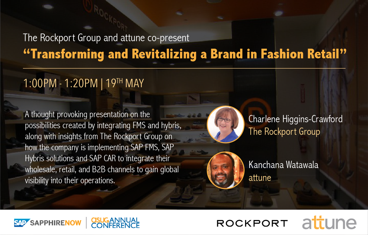 attune_Global's tweet photo. At this year’s #SAPPHIRENOW, meet The Rockport Group & learn how they are integrating #SAPFMS & #Hybris. https://t.co/NqBUy5ERbB