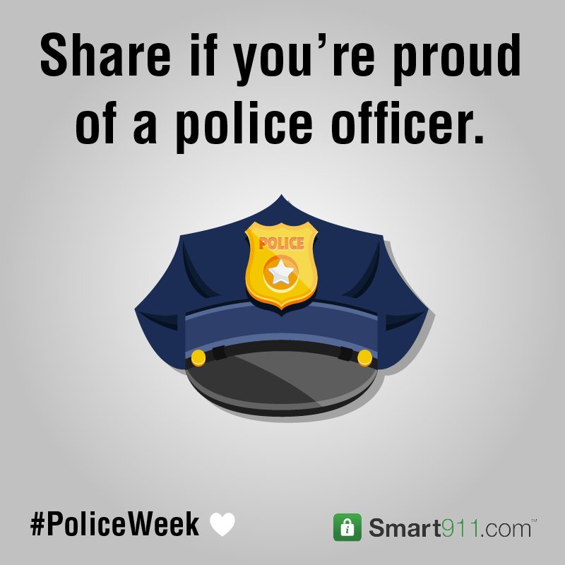 Smart911's tweet image. Share if you're proud of a police officer! Help us honor the sacrifices of police officers: ow.ly/juKR300hgTz