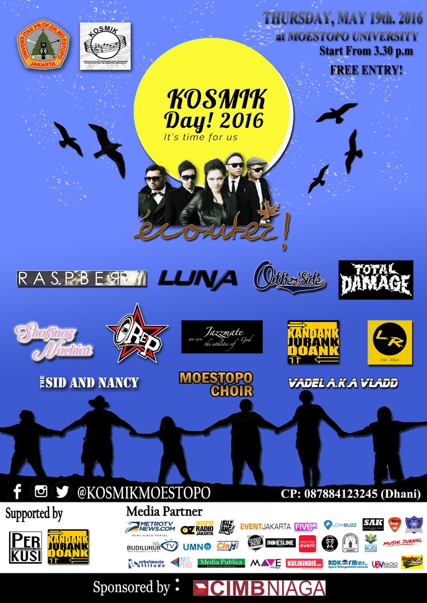 KOSMIK Day! 2016 It's time for us, didukung oleh <a href="/METR0TVNEWS/">METROTVNEWS.COM</a> <a href="/OZRadioJakarta/">OZ Radio Jakarta</a> <a href="/BuzangMedia/">Buzang Media</a> <a href="/EventJakartaCom/">Event Jakarta</a>