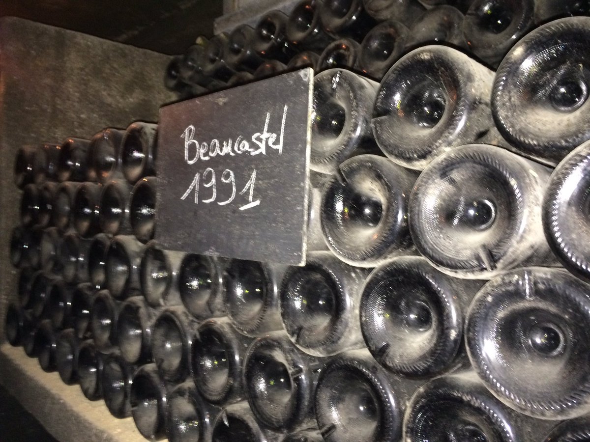 JDCowe's tweet photo. Been a week already, tasting at Beaucastel, turn and I'm standing by birth year magnums... #winegeek https://t.co/W9Ae6wA3DT