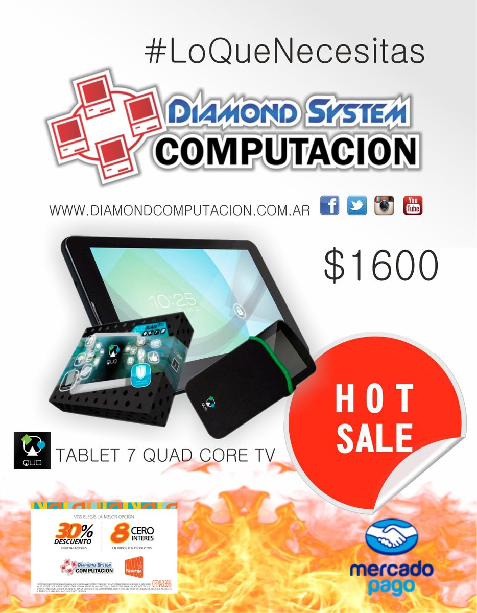 DiamondSystemok's tweet photo. TABLET QUO 7 QUAD CORE TV
#DiamondSystem #LoQueNecesitas #HotSaleArgentina #Tablet #Oferta #Quo https://t.co/yH3y908YdO