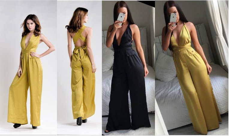 NUEVA COLECCIÓN: Mono largo de pata ancha con escote multiposición, disponible en negro y amarillo, SÓLO 35€