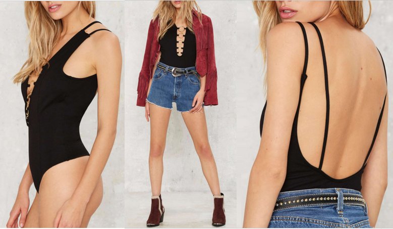 NUEVA COLECCIÓN: Body negro con escote de aros y espalda al aire, SÓLO 25€