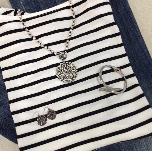 Must-Have basic for Spring. The Striped T-shirt and jeans look. Perfect for that woman on the go. So cute &amp; Stylish!