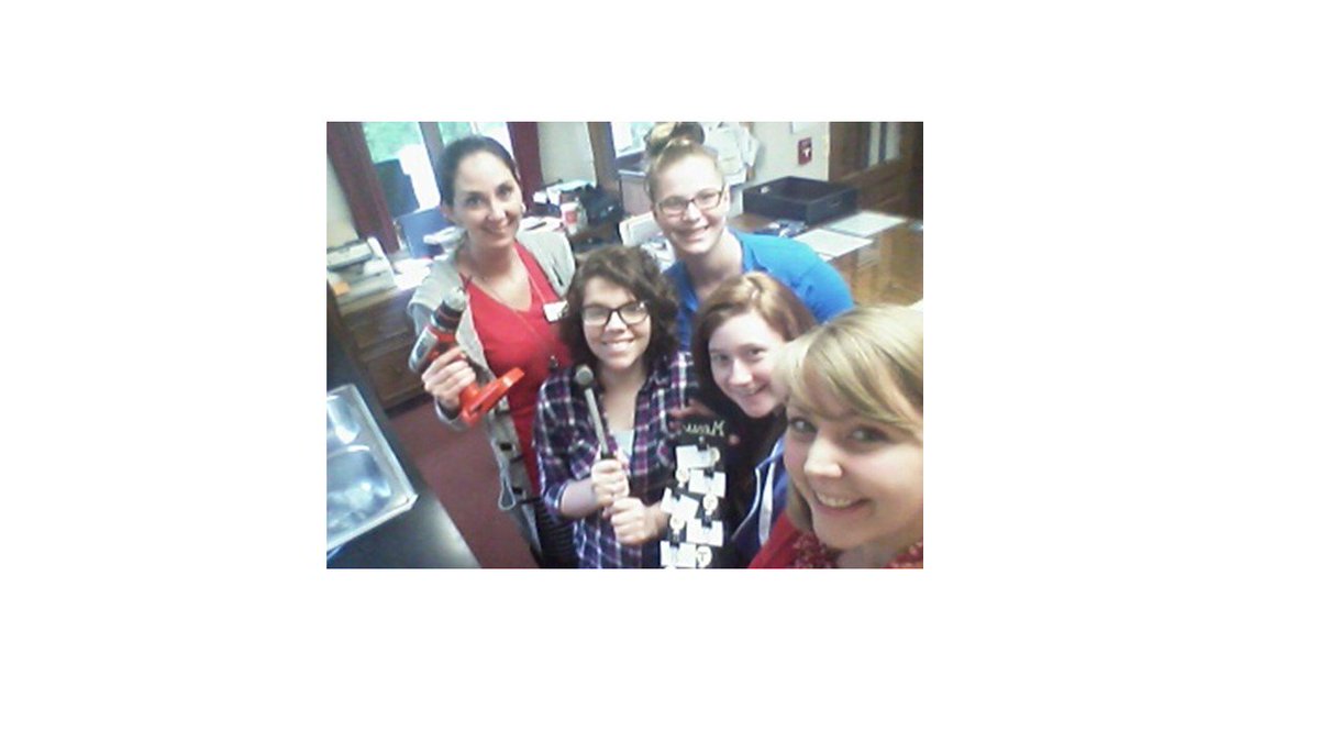 VPLibrary's tweet photo. The librarians are busy preparing for Adult Craft Night this upcoming Thursday. #adultcraftnight #workisfun https://t.co/cquRTft4zX