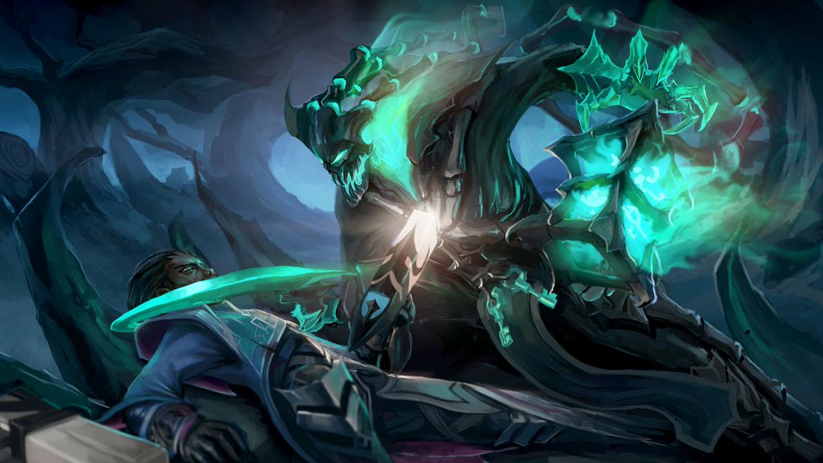 Lucian vs. Thresh fan art https://t.co/M1hol03kjv, image size:1200x675