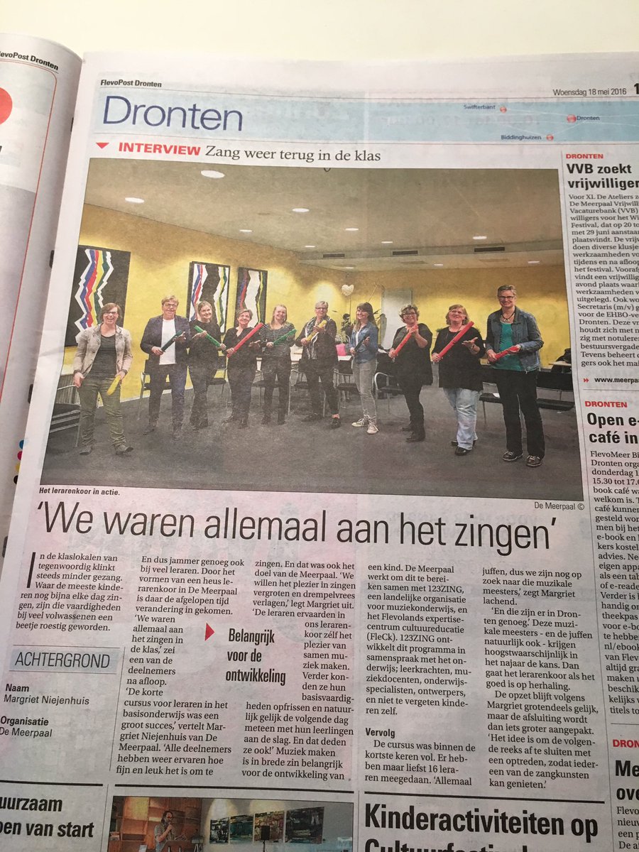 Vandaag <a href="/FlevoPost_nl/">FlevoPost</a> onze juffen die meededen met het Lerarenkoor in <a href="/DeMeerpaal/">De Meerpaal</a>!