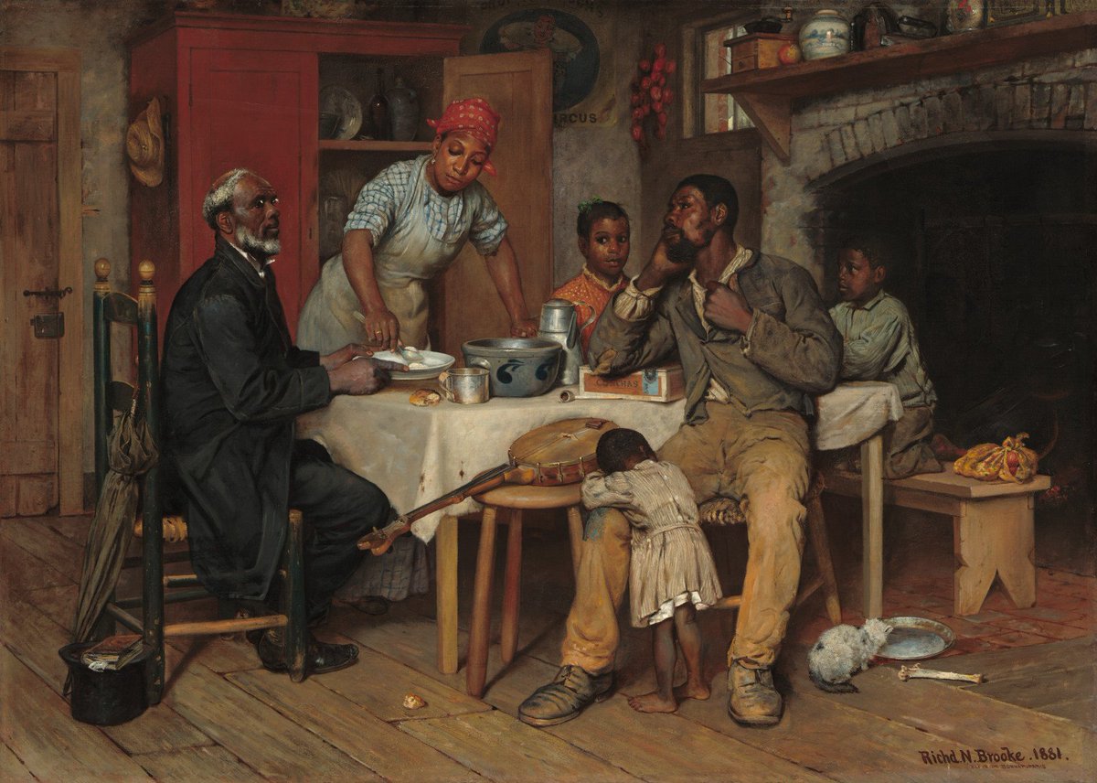 ngadc's tweet photo. Richard Norris Brooke’s "A Pastoral Visit" (1881) depicts a family welcoming their elderly pastor to Sunday dinner. https://t.co/YYYcy40XOr