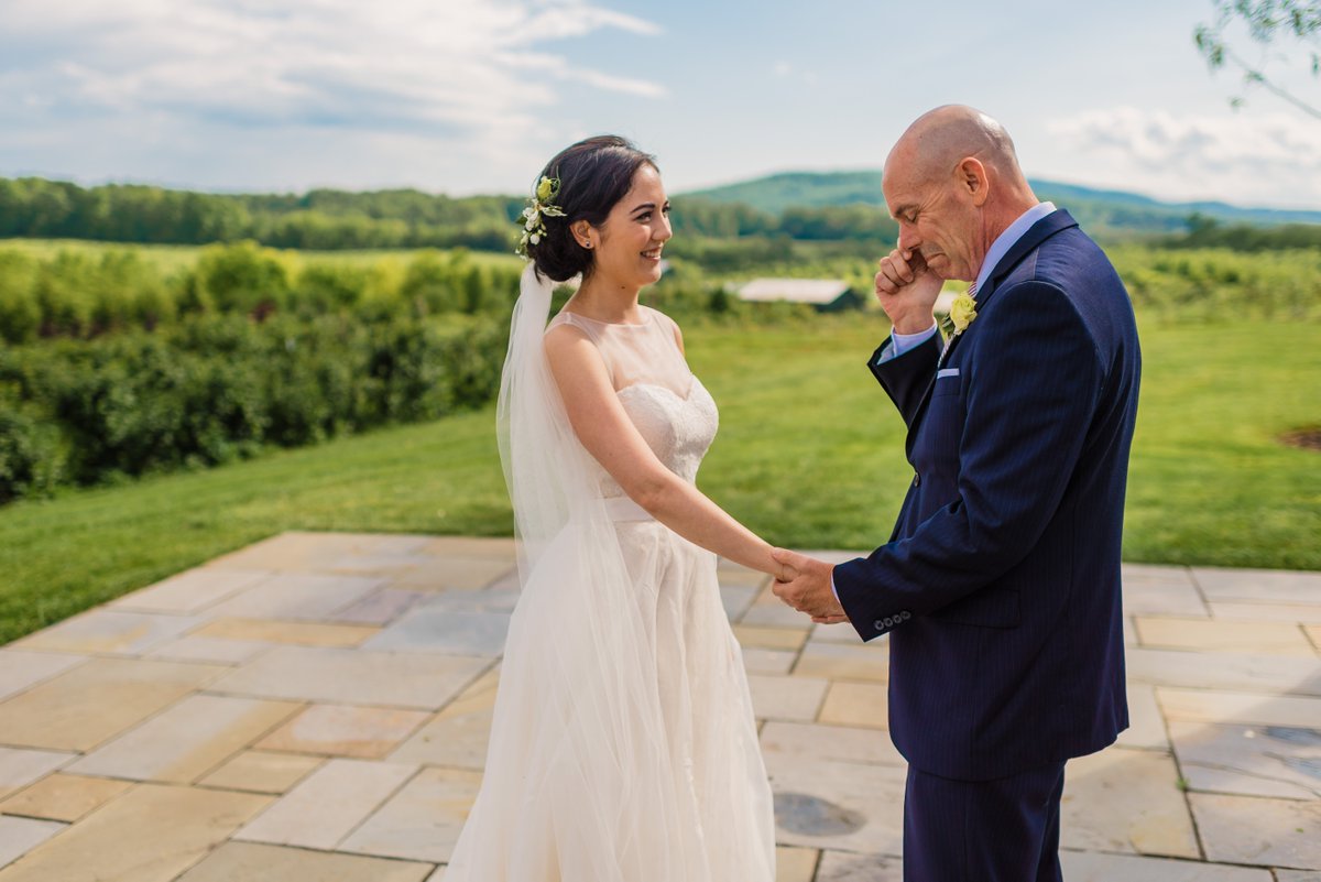 The moment when I first saw my daughter in her wedding dress.