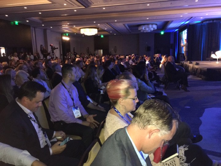 TriNet's tweet image. #TriNetInspire #MC Sean Kelly from @snacknation keeping the audience captivated.