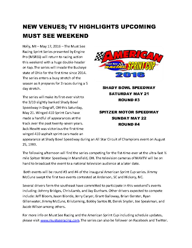 MustSeeRacing's tweet photo. NEW VENUES; TV HIGHLIGHT UPCOMING MUST SEE WEEKEND https://t.co/VyUzX88gL0